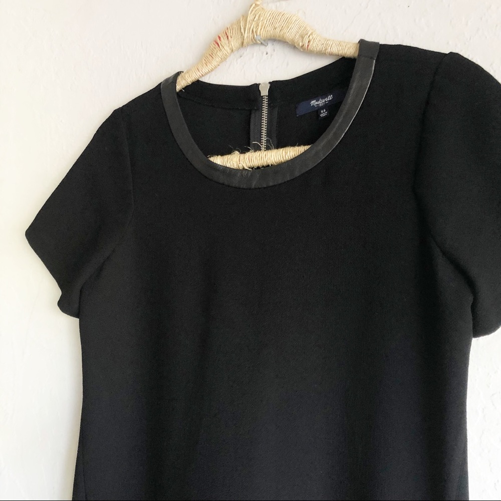 MADEWELL Leather Trim Tailored Tee Dress Black XS - Picture 3 of 9